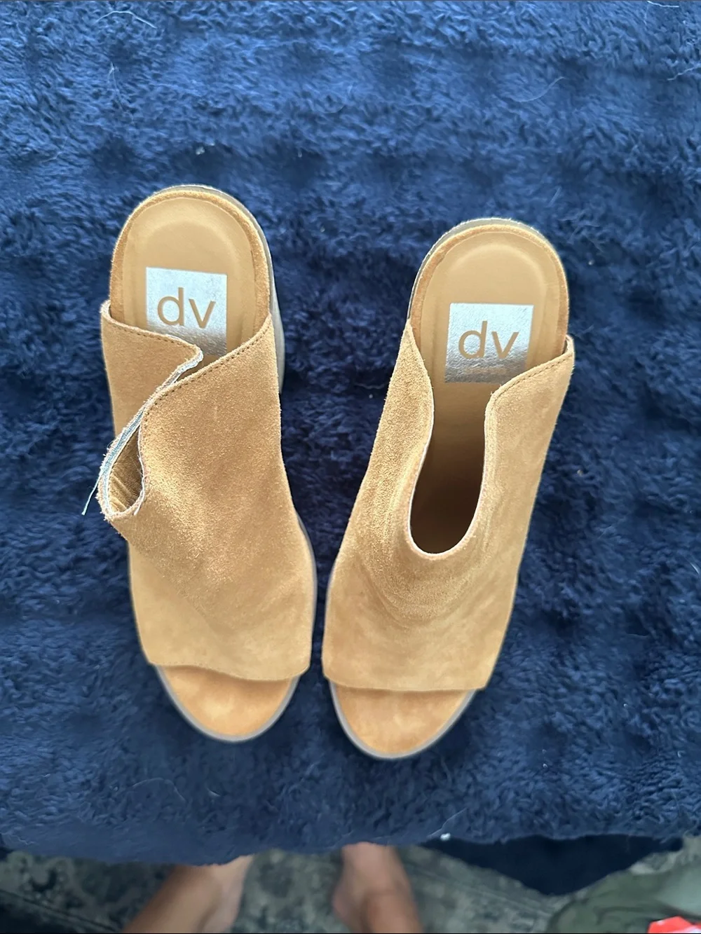 Dolce Vita Tan Suede Open-Toe Block Heel Mules